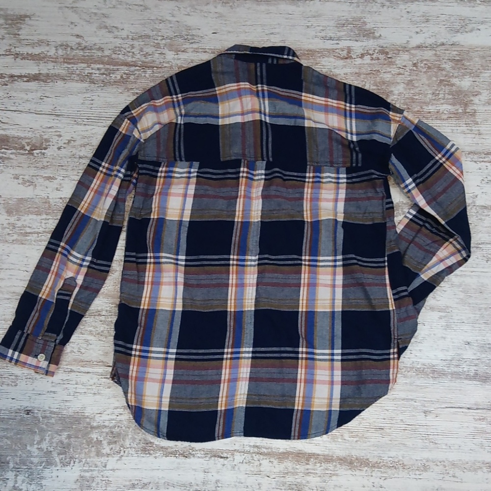 Patterned Plaid Flannel Button Down Front Long Sl… - image 8